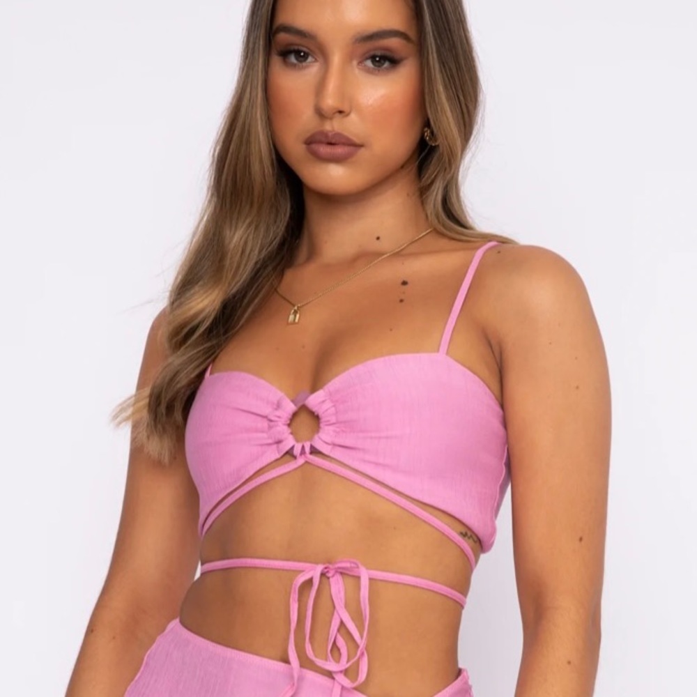 White Fox Pink Crop Top